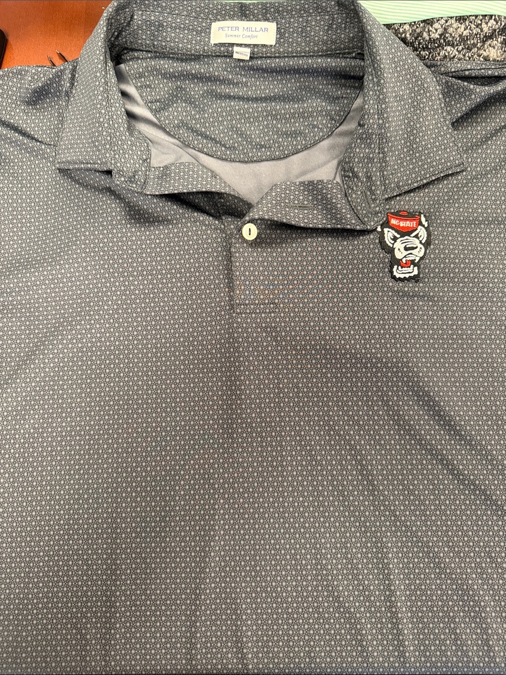 Peter Millar Charcoal Micro-Pattern Polo Shirt - NC State